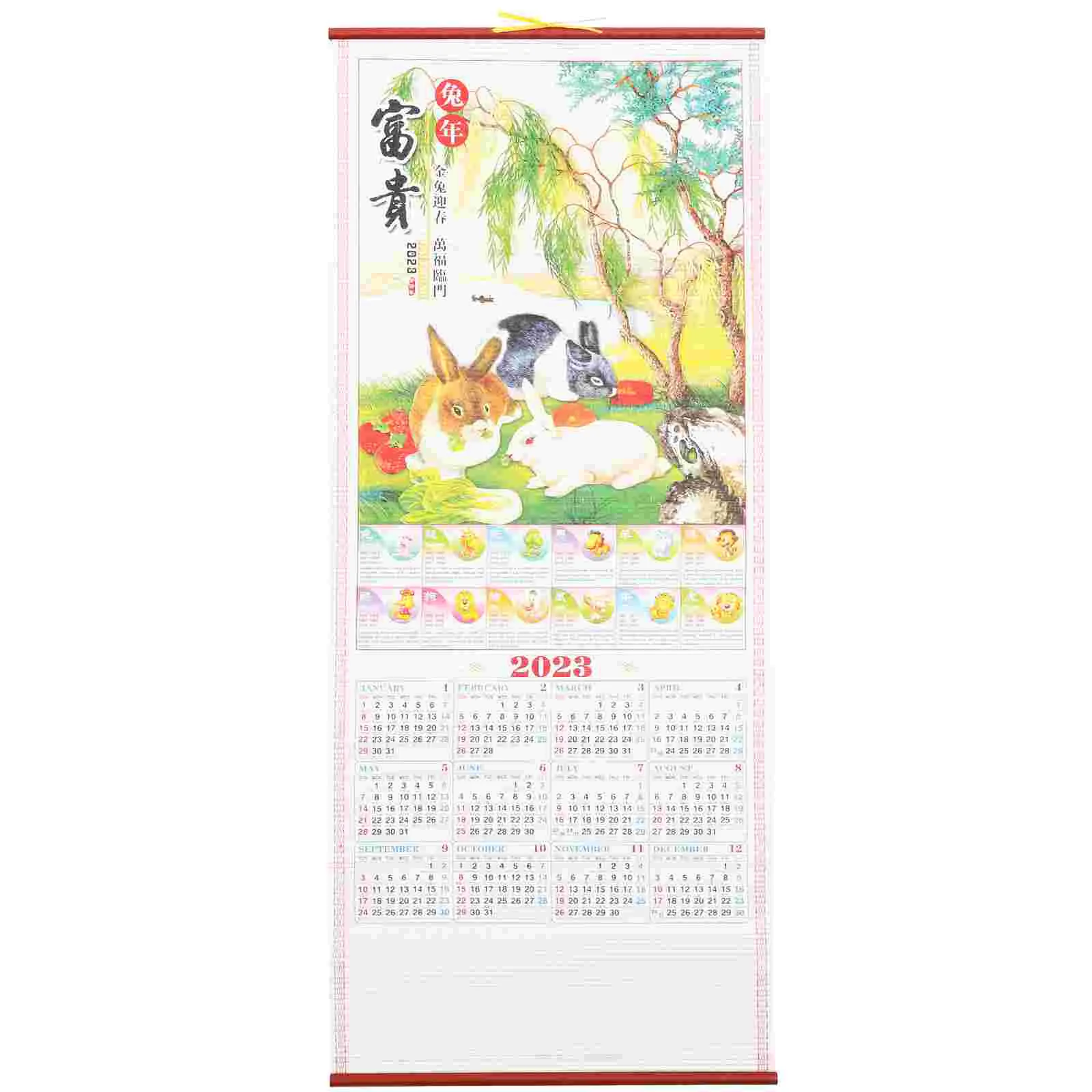 

Календарь китайский настенный год подвесной новый кролик лунный ежемесячный ежедневный традиционный планировщик прокрутка календари укр...