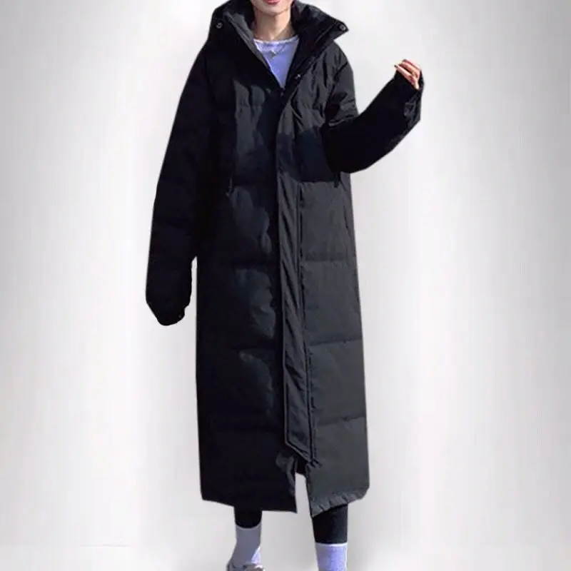 Man Winter Clothing Cotton Padded Parkas with a Hood Male X-Long Coat & Jacket Waterproof Windbreaker Black Plus Big Size 3XL