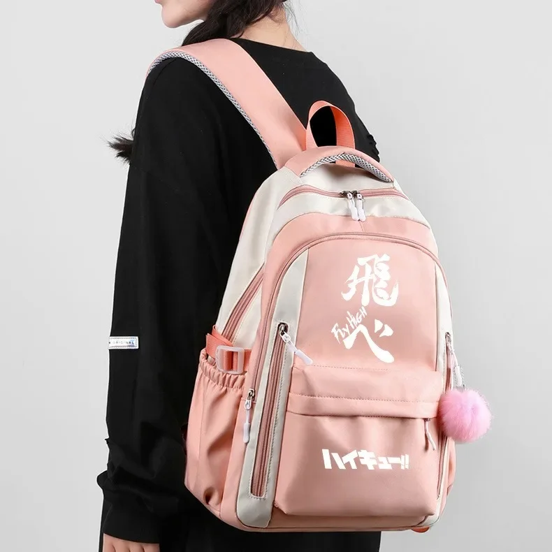 волейбол аниме Haikyû рюкзак Дышащая сетка 30 × 42 23 см черная синяя розовая