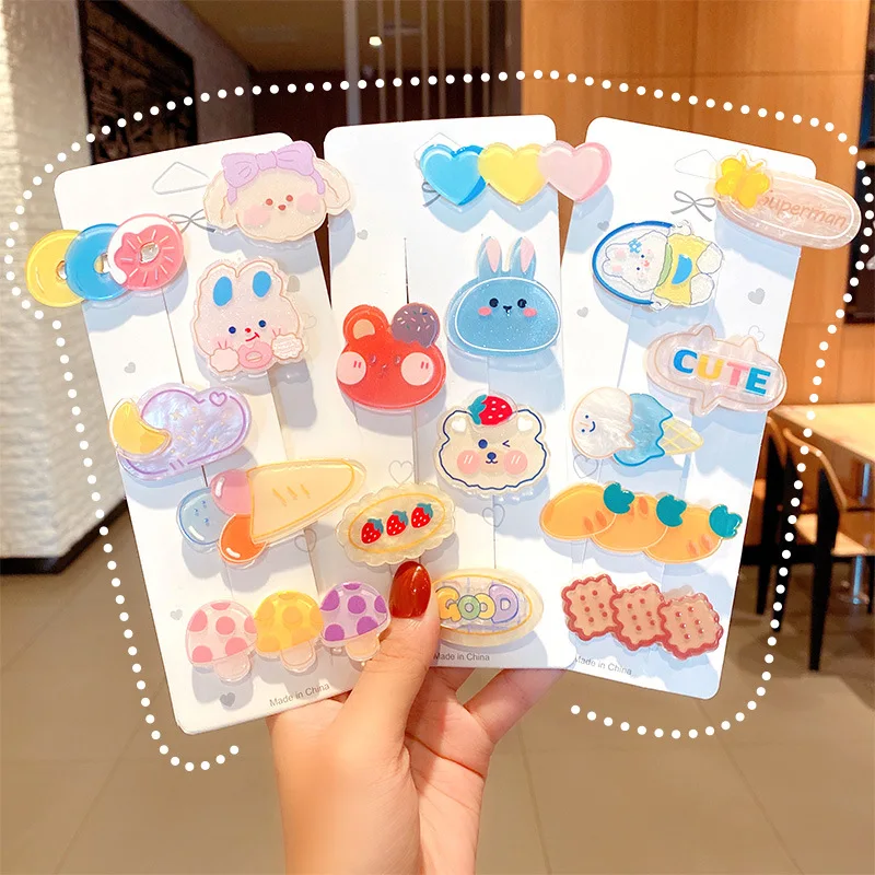 

3PCS/Set New Girls Cute Cartoon Acrylic Hairpins Children Kids Sweet Hair Decorate Barrettes Hair Clips Fashion Hair Accessories