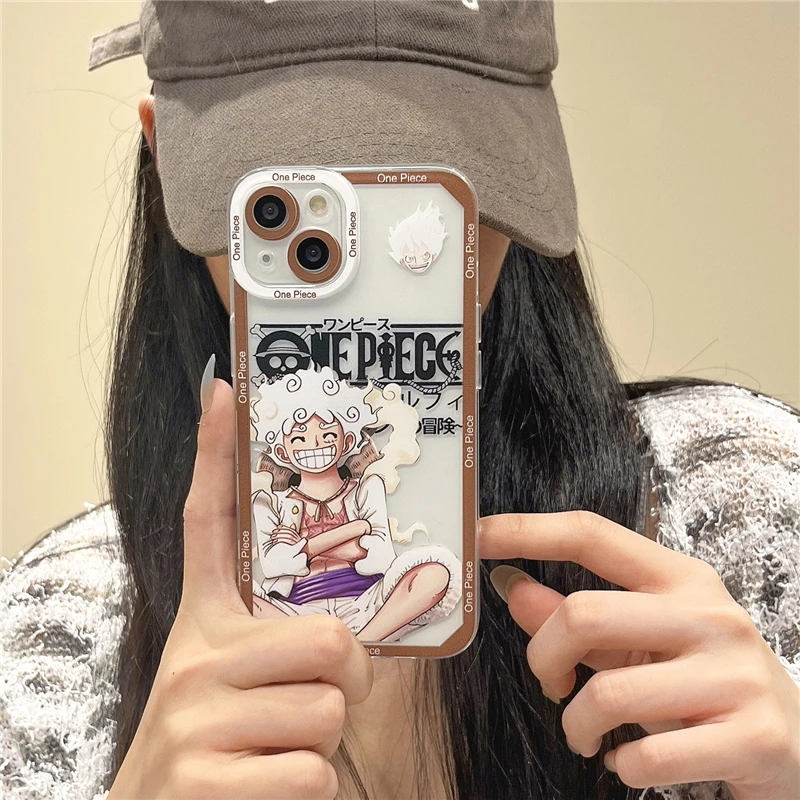

Anime Nika Sun God Gear5 View One Piece Luffy Zoro Law Ace Case for IPhone 11 12 13 14 Pro Max Plus Cartoons Cover Back Toy Gift