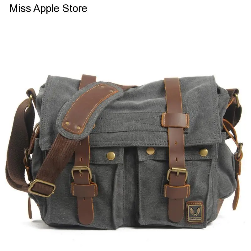 waterproof Camera Bag liner SLR Vintage Canvas splicing real leather bag Single Shoulder Messenger Bag casual photography