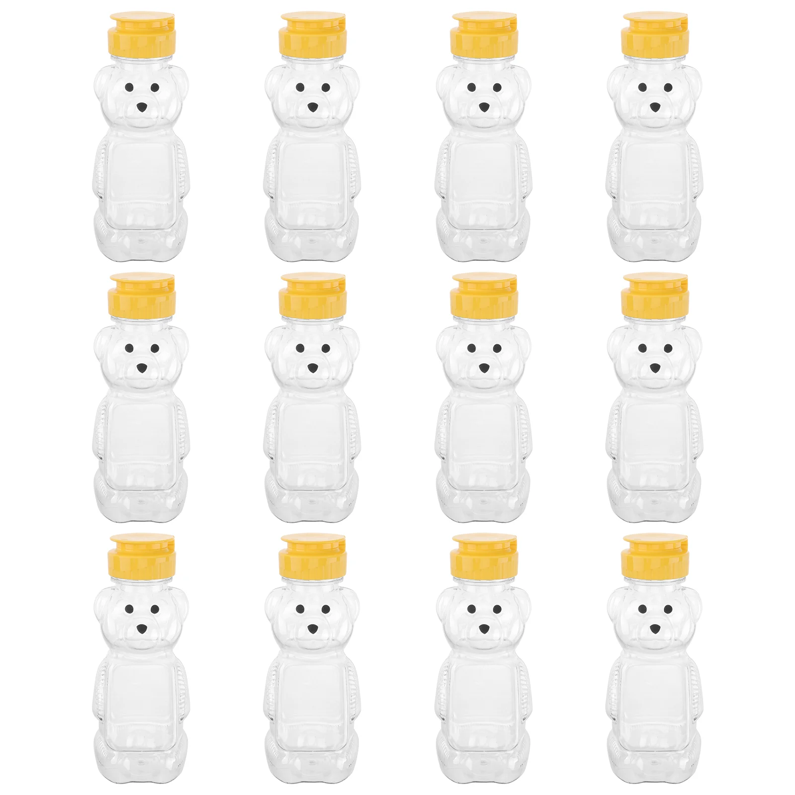 

12pcs 240ml Plastic Squeeze Condiment Bottles Bear Shape Honey Sauce Mustard Jam Dispenser