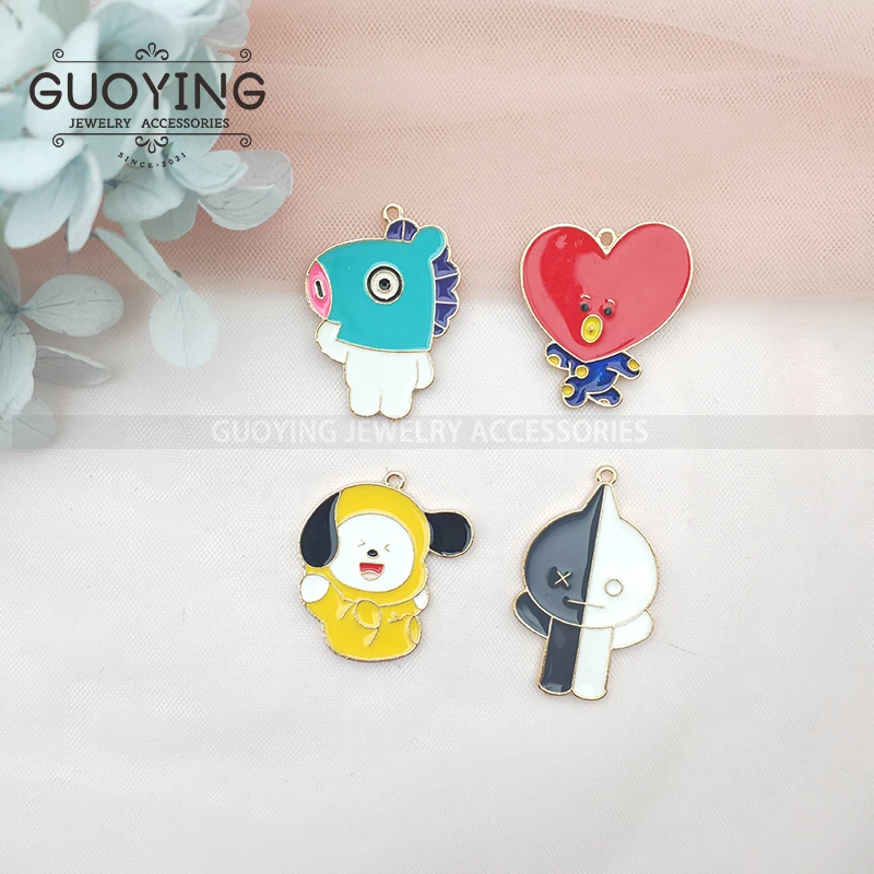

10 PCS Pack Alloy Drops Cute Animal Dog Charm Pendant Necklace Keychain DIY Handmade Keychain Necklace cute earring charms