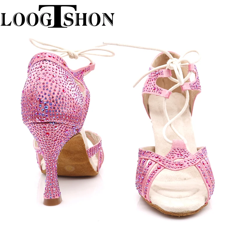 2020 Professional Adult Women's Rhinestone Latin Dance Shoes 10CM High Heel Soft Samba Lumba Chacha Dance Shoes