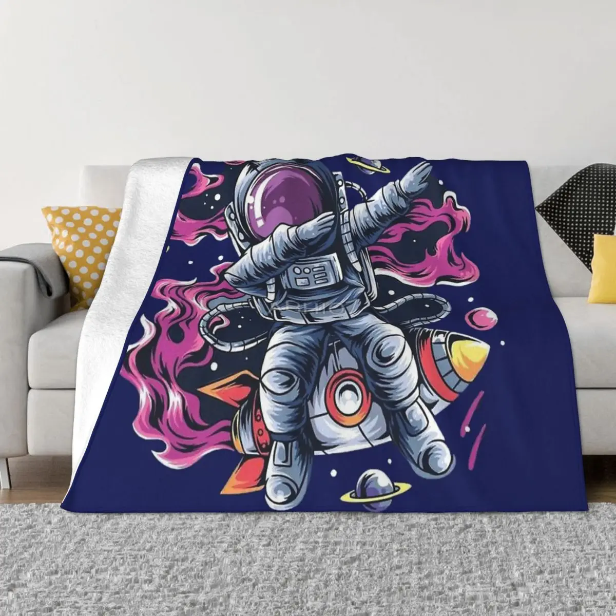

The Astronauts Space Flight Blanket Flannel Dabbing Cozy Soft FLeece Bedspread