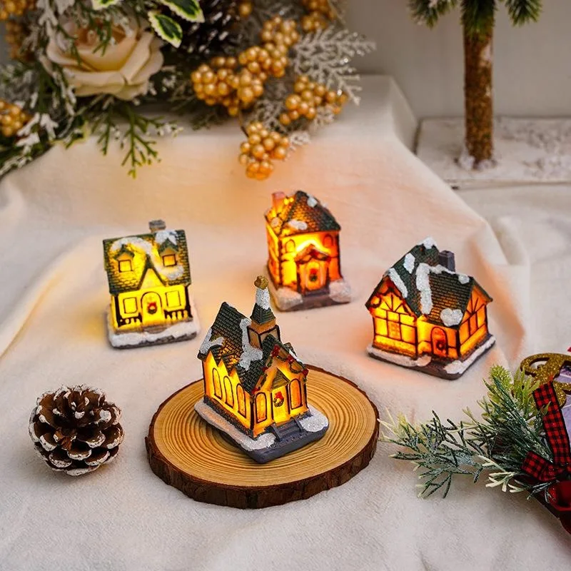 

Новогоднее и Рождественское украшение, светящийся Снежный дом, украшения на Рождество, конфеты, вилла, украшение для вечеринки