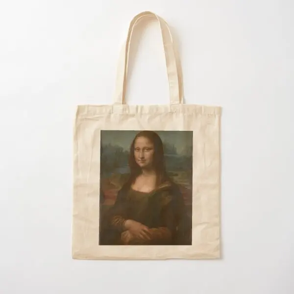 

Mona Lisa Leonardo Da Vinci Cotton Canvas Bag Designer Grocery Tote Women Fashion Casual Foldable Handbag Fabric Printed Ladies