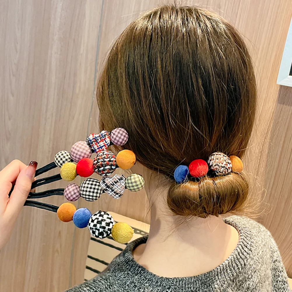 

Elegant Fashion Flower Ball Hairpin Bun Maker Twist Headband Lazy Hair Accessories Women Hairstyle Hair Stick Banquet For Party