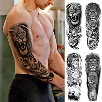 animal waterproof temporary tattoo sticker tiger lion ferocious beast body art rose flower large fake tatto men women tattoos