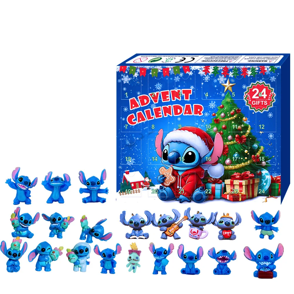 24 шт. Рождественский адвент-календарь Disney Stitch коробка Lilo &amp аниме-фигурки модель