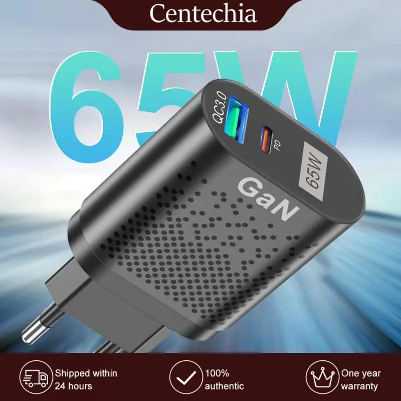 

Fireproof Phone Charger Qc 3.0 Type C Pd Quick Charger 65w Quick Charge For Macbook 65w Gan Charger Dual Ports Kr Plugs Adapter