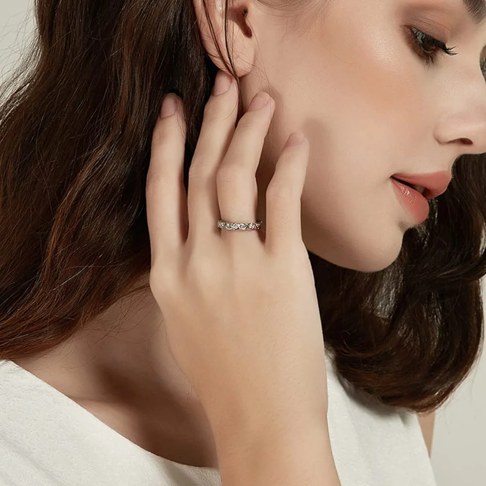 Trupremium Серебряный обручальный браслет для женщин круглый кубический цирконий