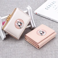 women wallets short glitter solid color coin pursrs female sequined credit card holder ladies three fold clutch money clip