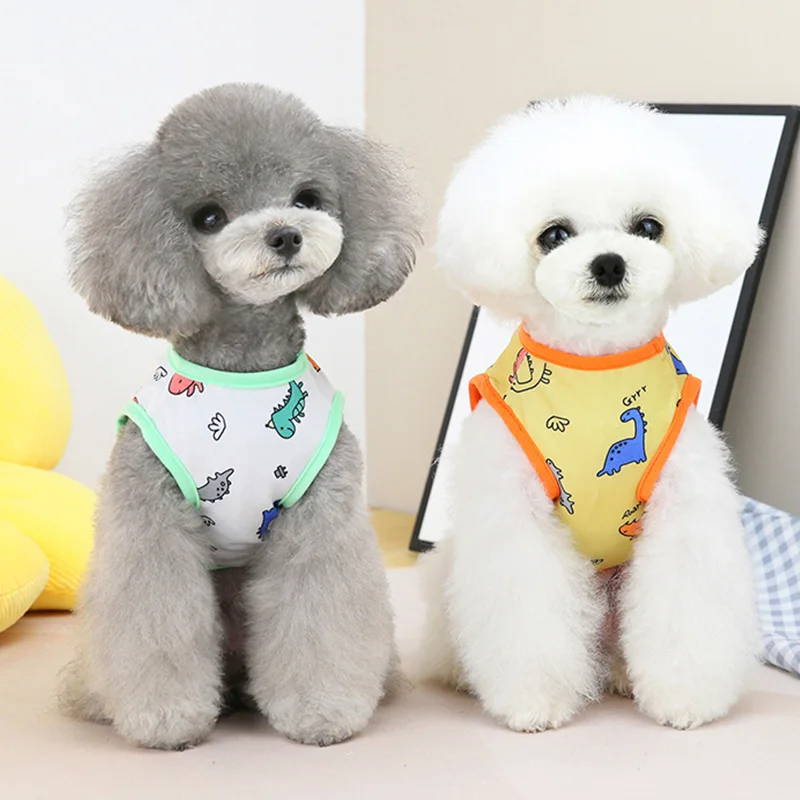 

Cartoon Animals Print Dog T-Shirt Casual Universal Dog Vest Sleeveless Breathable Soft Dog Clothes Skin-friendly Pet Supplies