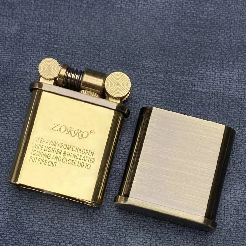 ZORRO керосиновая Зажигалка из чистой меди креативный вращающийся шлифовальный