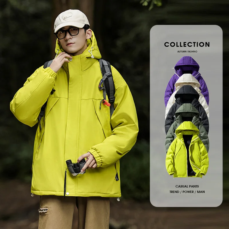 

Winter Youth Thermal Duck Down Jacket Men's Thick Warm Casual Waterproof Solid Color Korean Coat Thick Puffer Parka Overcoat Top
