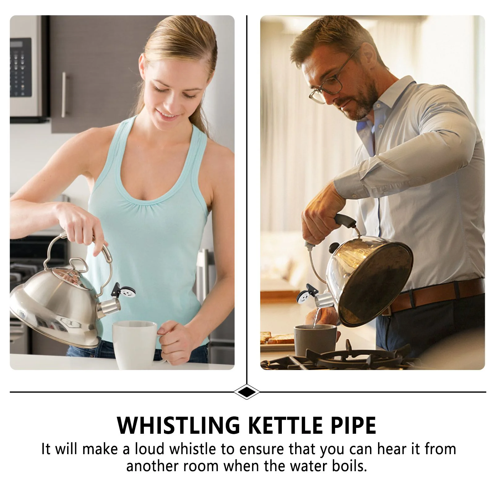 

2Pcs Whistling Kettle Flute Whistling Kettle Pipe Stainless Steel Flute