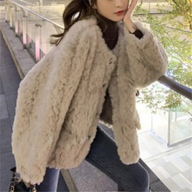 Solid Color Faux Fur Coat for Women's 2022 Autumn Winter Fashion Korean Loose Long Sleeve Overcoat Casual Short Jackets Clothing