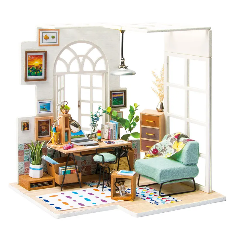

kids doll house diy dollhouse kit sofa desk Wood Furniture Miniature Dollhouse Assemble House Toy Children Gift Adult Puzzle Toy
