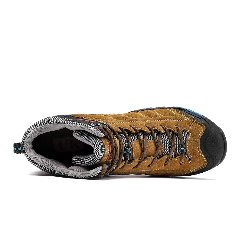 R. Xjian Men's Hiking Shoes Leather Casual Fashion High Top Outdoor Wear-Resistant Anti-Skid Snow Boots