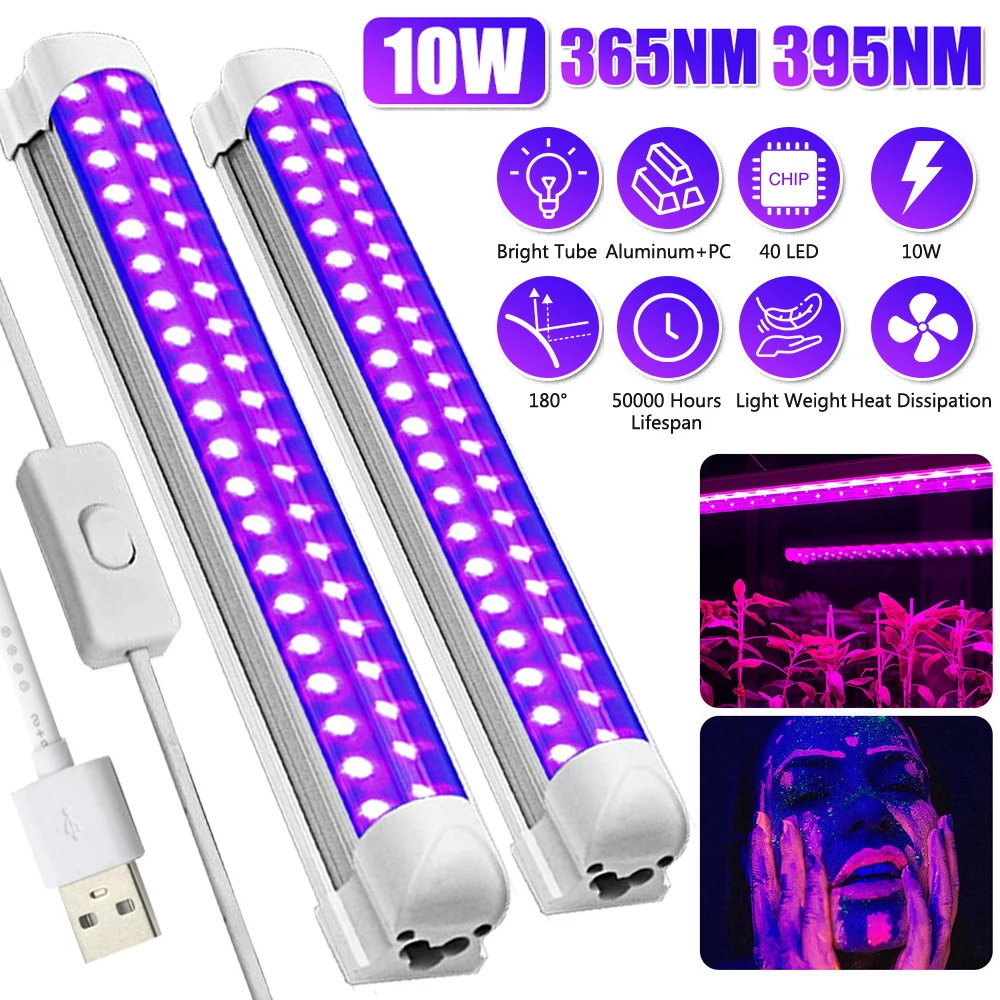 10W 40 LED UV Black Light Tubes Glow in The Dark Fluorescent