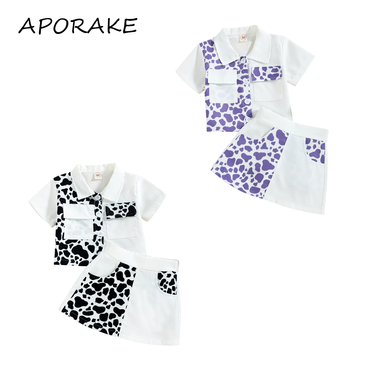 Женская летняя рубашка с коротким рукавом и отложным воротником принтом коровы |