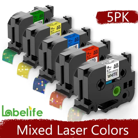 Лента для этикеток разных цветов, ламинированная белая, совместима с Brother P Touch 18 мм, Ptouch PTE550W, PTD600, PTP710BT