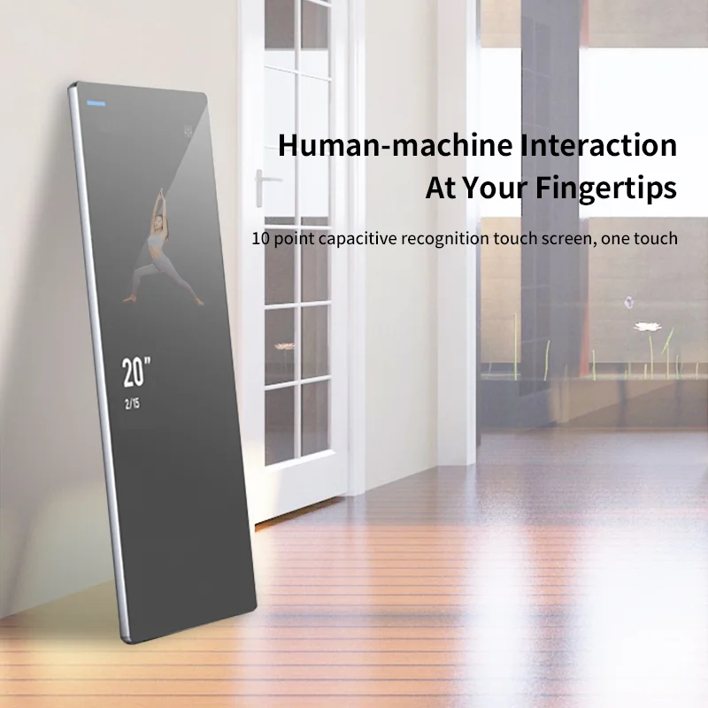 wodoodporny stojak podłogowy siłownia inteligentne ćwiczenia magiczne lustro ekran dotykowy LCD lusterko fitness