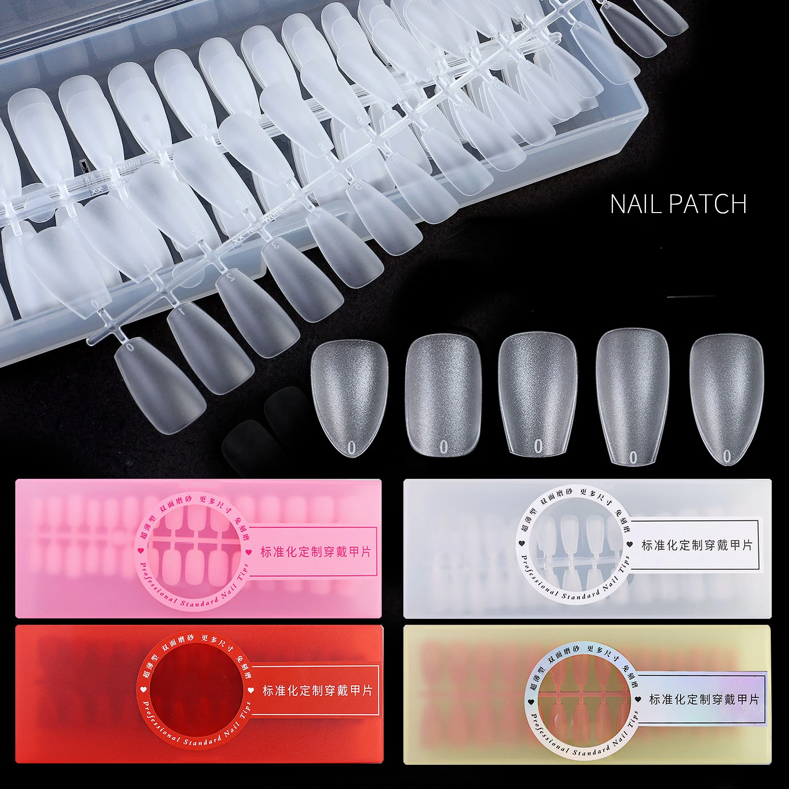 

300pcs Fake Nail Tips Transparent Full Frosted Full Cover Press on Tips for Nail Extension Manicure Tool Nail Capsule