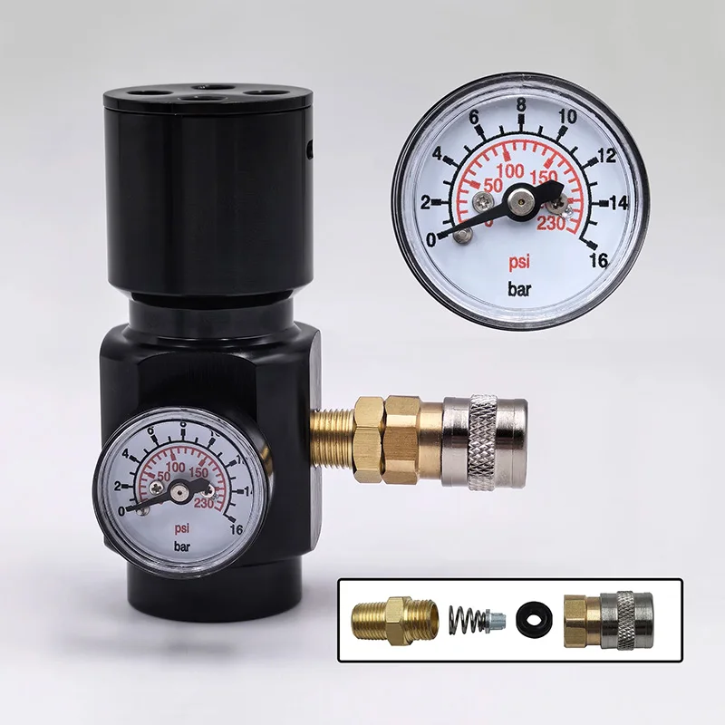 Фото HPA Micro 0-150psi Регулятор давления воздушного бака Адаптер для газированной воды Co2 Клапан подачи газового баллона 100 см Воздушный шланг давления №1