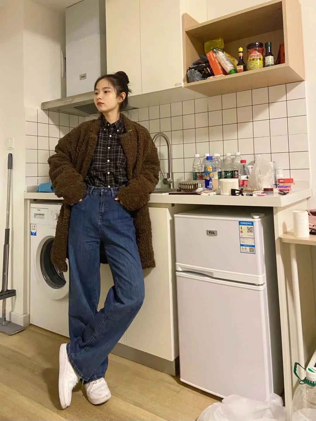 Lamb hair Coat for Women in Autumn and Winter 2023 Small Fragrance Loose and Thickened Wool Medium Length Parkas Female