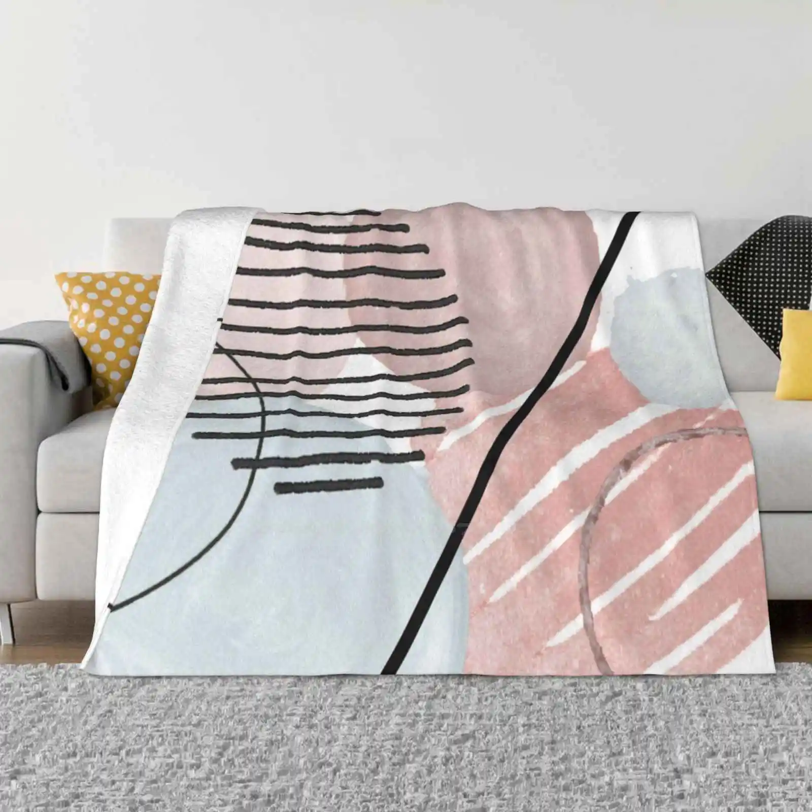 

Pink Blue Abstract Circle Design Top Quality Comfortable Bed Sofa Soft Blanket Circle Modern Violet Rose Pink Blue Black White