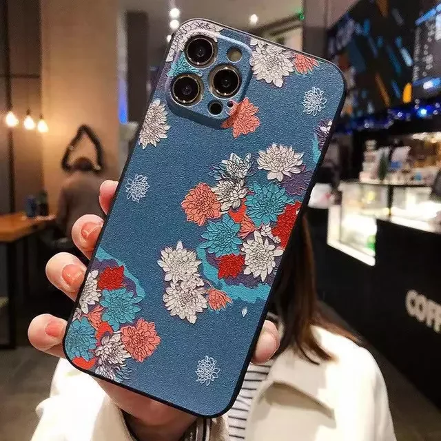 

Emboss Floral flower phone case For iphone 12 Mini 13 11 Pro max XS MAX XR XS X 6 7 8 plus Soft Silicone phone back cover