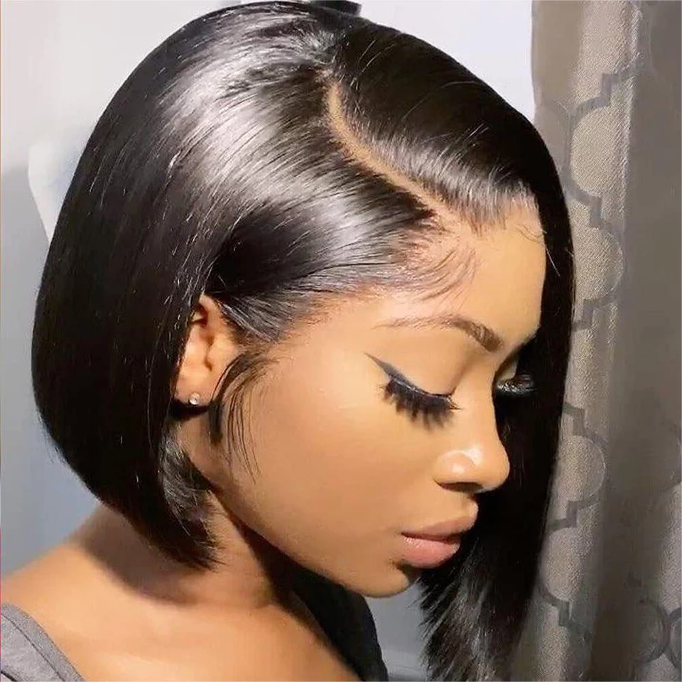 

Symmetrical Bob Wig Short Human Hair Wig for Women 13x1 Side Part Lace Wigs Bone Straight Lace Wigs Perruque Cheveux Humain