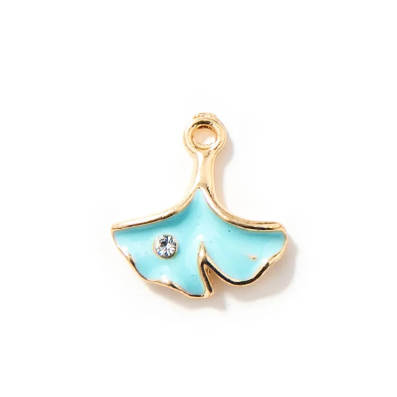 

New 10pcs 15*14mm Alloy Enamel Drop Oil Colors Ginkgo Biloba Leaf Charms Pendant Findings for DIY Necklace Accessories Making