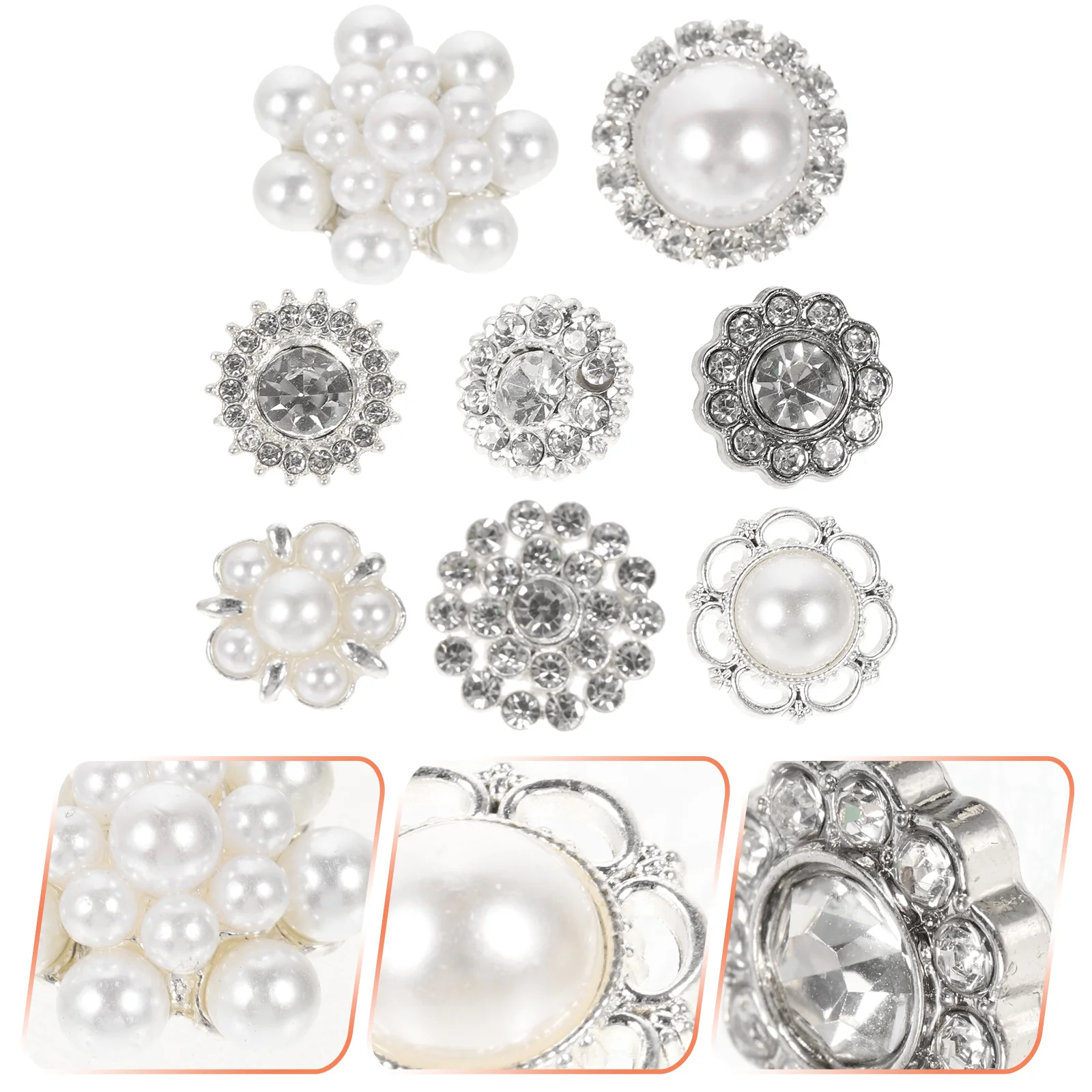 

8 Pcs Button Faux Pearl Buttons DIY Sewing Wedding Dress Decors Hand Metal Shirt Plastic Clothes Miss Hair Decorations