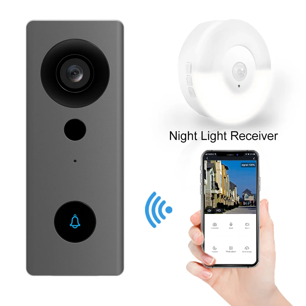 TUYA APP Home Intercom System Wireless WiFi Smart IP Video Doorbell with 1080P HD Video PIR Motion Detection
