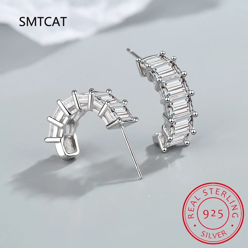 Серьги-гвоздики из серебра 100% пробы с изумрудом 4 карата