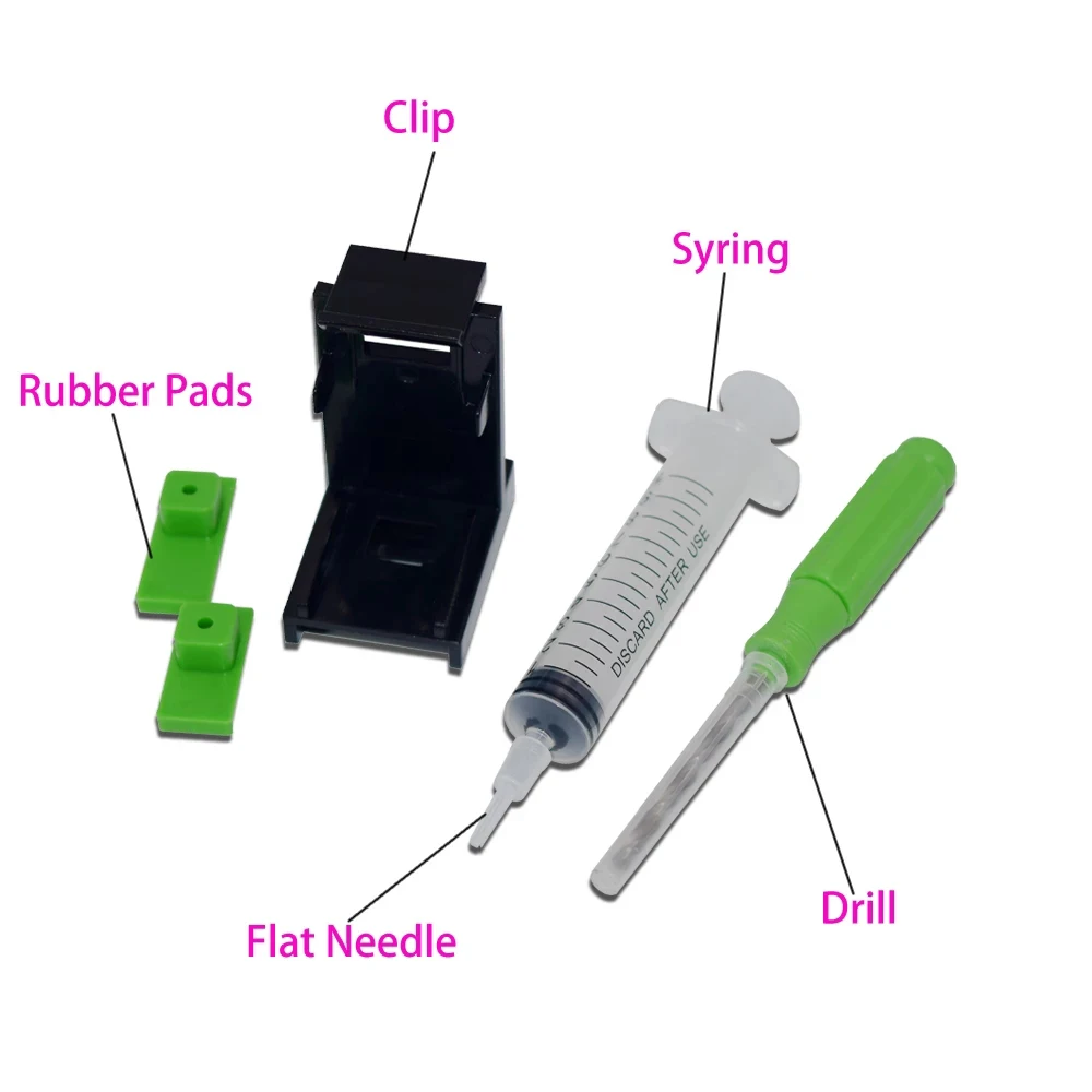 DIY CISS Universal Ink Refill Tool/Ink Refill Kits/Clamp Absorption Clip For HP21 22 60 61 301 302 304 305