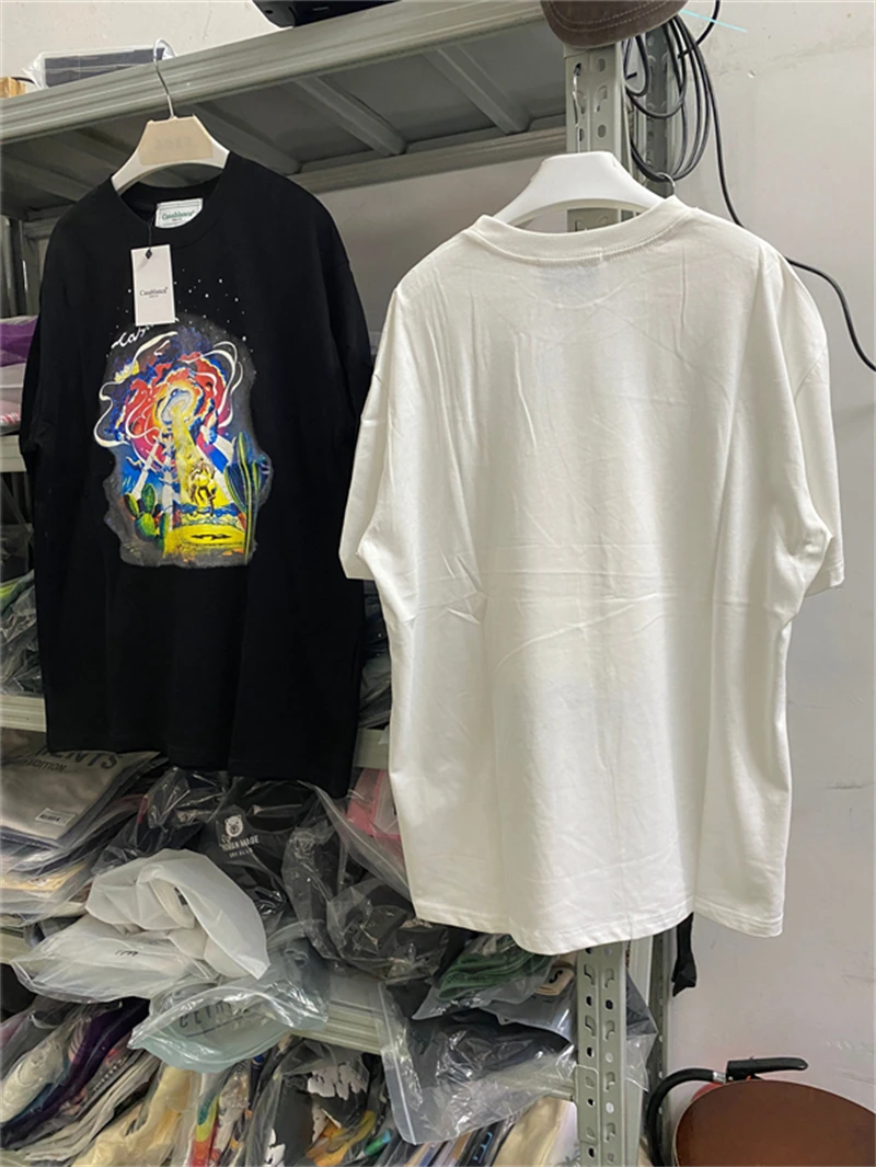 

23SS High Quality Spacecraft Casablanca T Shirt Men Women Oversized Color Printing T-shirt Top Tees