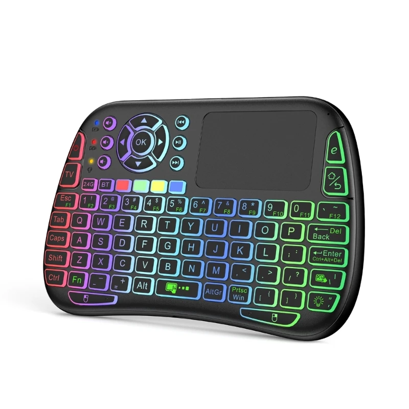 

2.4G Wireless Mini Keyboard Remote Control Touchpad Mouse Combo Controller with RGB Backlit for Smart TV TV Box PC Dropship