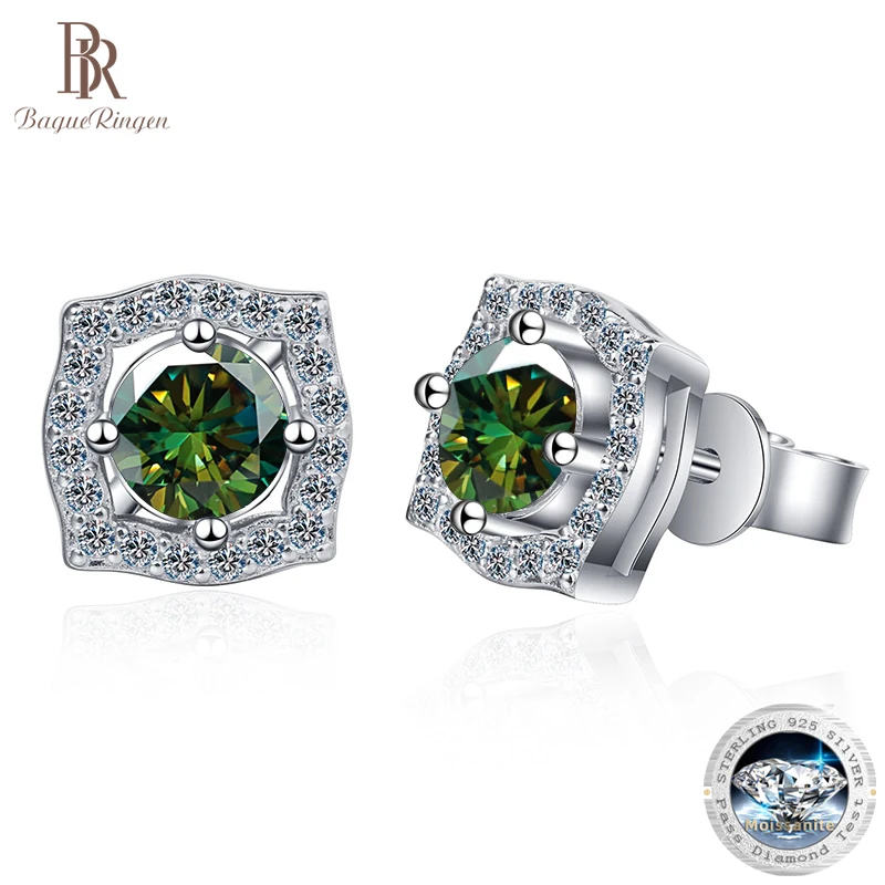 

Круглые серьги багеринские 1ct 2ct VVS D 8H 8A, женские роскошные изысканные ювелирные украшения, серебряное покрытие PT950, золото