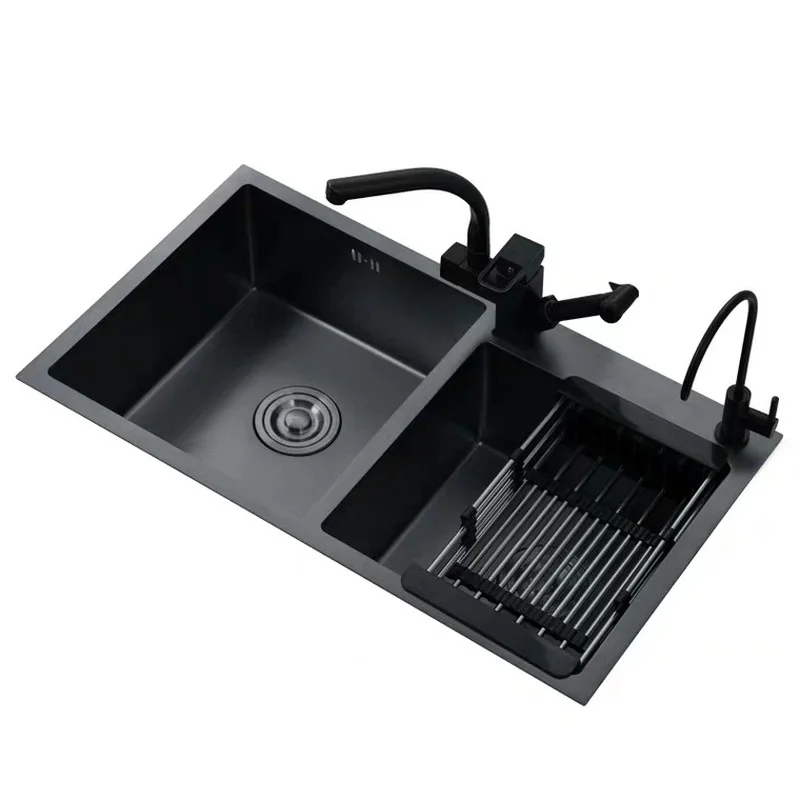 

Best Quality Black Nano Handmade Double Wash Basin Sink