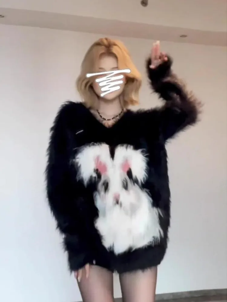 Свитер женский с острыми кроличьими ушками свитер открытыми плечами в