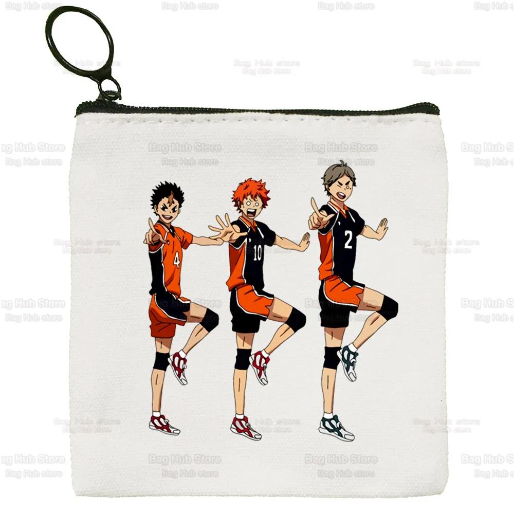 Oya Oya Oya Haikyuu Anime Volleyball Canvas Card Coin Purse Manga Shoyo Kuroo Bokuto Female Cute Simple Coin Mini Zipper Bag