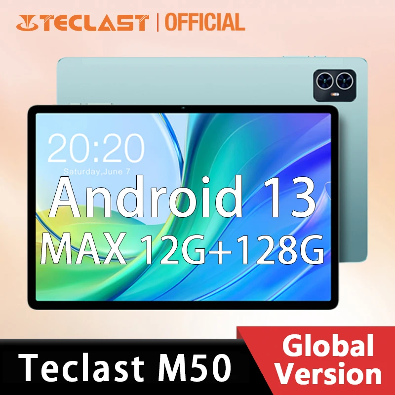 

【NEW】Teclast M50 Tablet 10.1" 800x1280 MAX 12GB+128GB Android13 UNISOC T606 Octa Core 4G Network Type-C Camera 5MP+13MP 6000mAh