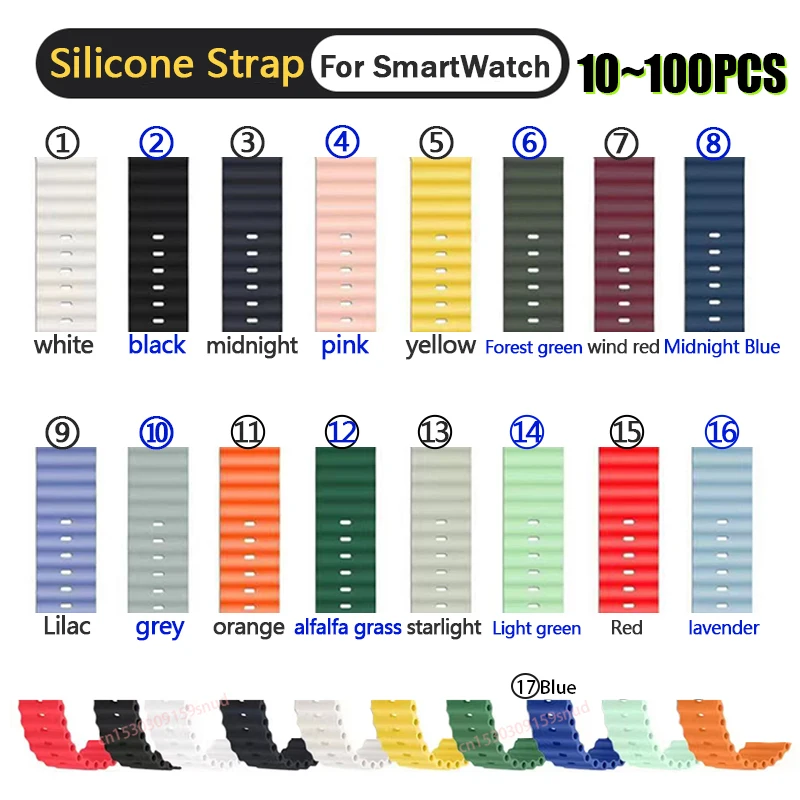 

Силиконовый ремешок для смарт-часов, 49 мм 44 мм 42 мм 45 мм 41/40/38 мм, 10 ~ 100 шт.