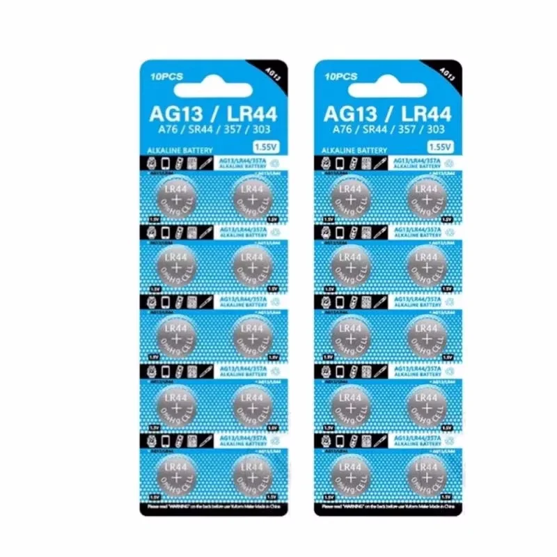 10 шт. LR44/LR1130 батарейки AG13/AG10 батарейка-таблетка 1 5 В 357 SR44 LR1154 батарейки-таблетки
