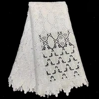 latest african pure white guipure 5 yards lace mesh fabric 2022 high quality sequins nigeria cord lace for women prom dress sew